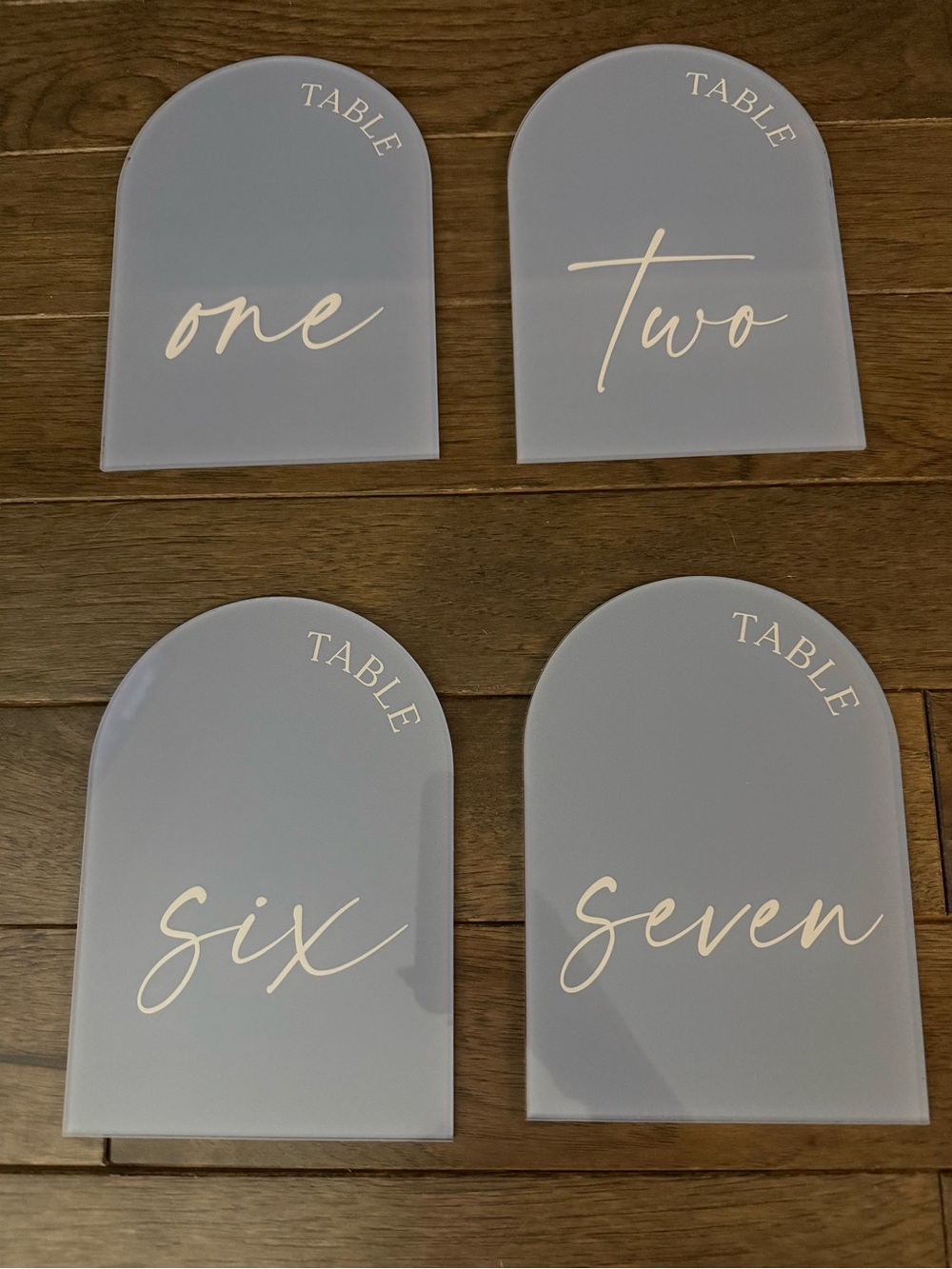 Frosted Blue Table Number Signs (1-20)